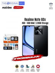 Realme Note 60x - 4GB RAM - 128GB Storage - Black - Easy Monthly Installments - PTA Approved - 2 Years Brand Warranty - The Original Bro Mobiles - TOB73